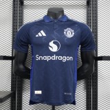 2024-25 Manchester United away blue player version jersey(The player version is more slim fit, it is recommended to buy one size larger)