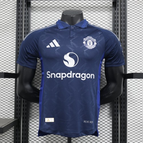 2024-25 Manchester United away blue player version jersey(The player version is more slim fit, it is recommended to buy one size larger)
