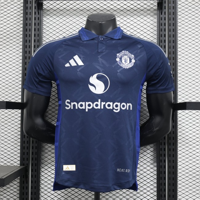 2024-25 Manchester United away blue player version jersey(The player version is more slim fit, it is recommended to buy one size larger)