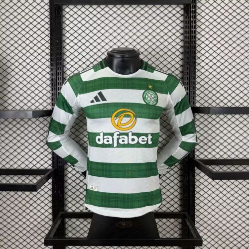 2025-26 Celtic home long sleeve player version jersey   (The player version is more slim fit, it is recommended to buy one size larger)