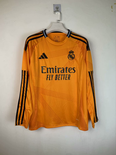 2024-25 Real Madrid Away Orange Long Sleeve Jersey