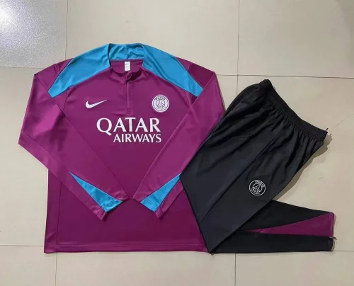 E886# 2024-25 Half zipper Paris Saint-Germain purple suit (kids)