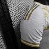 2024-25 Real Madrid   white and gold dragon player version jersey  (The player version is more slim fit, it is recommended to buy one size larger)