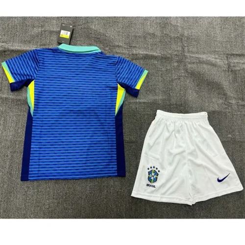 2024 Brazil away blue kids kit