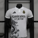 2024-25 Real Madrid   white dragon player version jersey (The player version is more slim fit, it is recommended to buy one size larger)