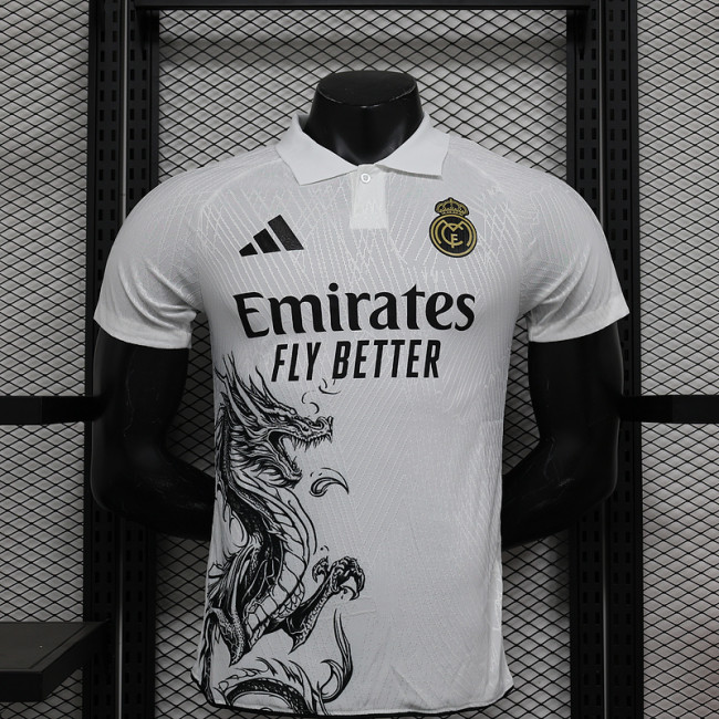 2024-25 Real Madrid white dragon player version jersey (The player version is more slim fit, it is recommended to buy one size larger)