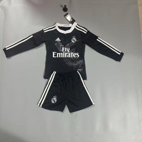 2014-15 Real Madrid third black long sleeve retro kid kit