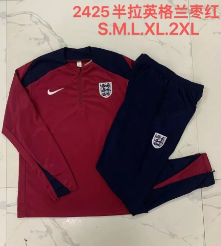 B906# 2024-25 Half zipper England maroon suit