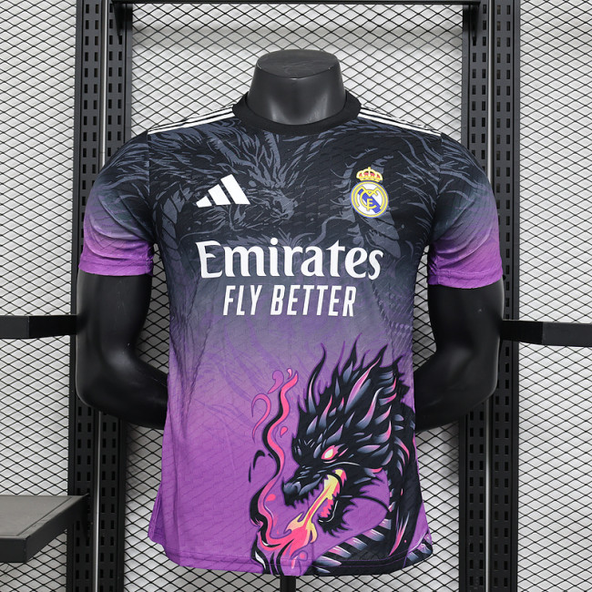 2024-25 .Real Madrid black and purple Dragon player version jersey (The player version is more slim fit, it is recommended to buy one size larger)