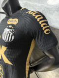 2025-26 Santos black with sponsor player version soccer jersey size  (The player version is more slim fit, it is recommended to buy one size larger)