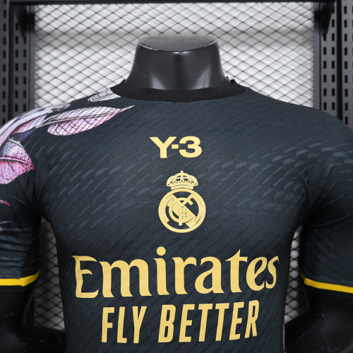 2024-25 Real Madrid  Y3 black and gold player version jersey(The player version is more slim fit, it is recommended to buy one size larger)