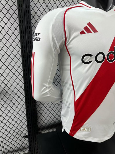 2024-25 River Plate   home long sleeve player version jersey  (The player version is more slim fit, it is recommended to buy one size larger)