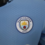 2024-25 Manchester City home long sleeve player version jersey(The player version is more slim fit, it is recommended to buy one size larger)