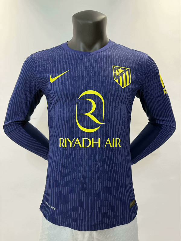 2025-26 Atletico Madrid away long sleeve player version jersey (The player version is more slim fit, it is recommended to buy one size larger)