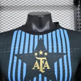 Player Version 2024 Argentina Copa America Light Blue Stripes Pre-Match Jersey (The player version is more slim fit, it is recommended to buy one size larger)