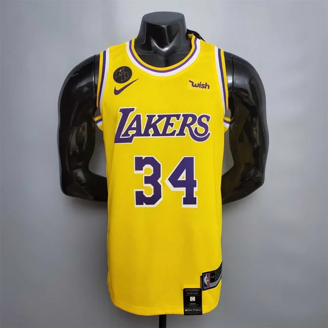 O'Neal #34 Lakers Commemorative Edition Round neck yellow