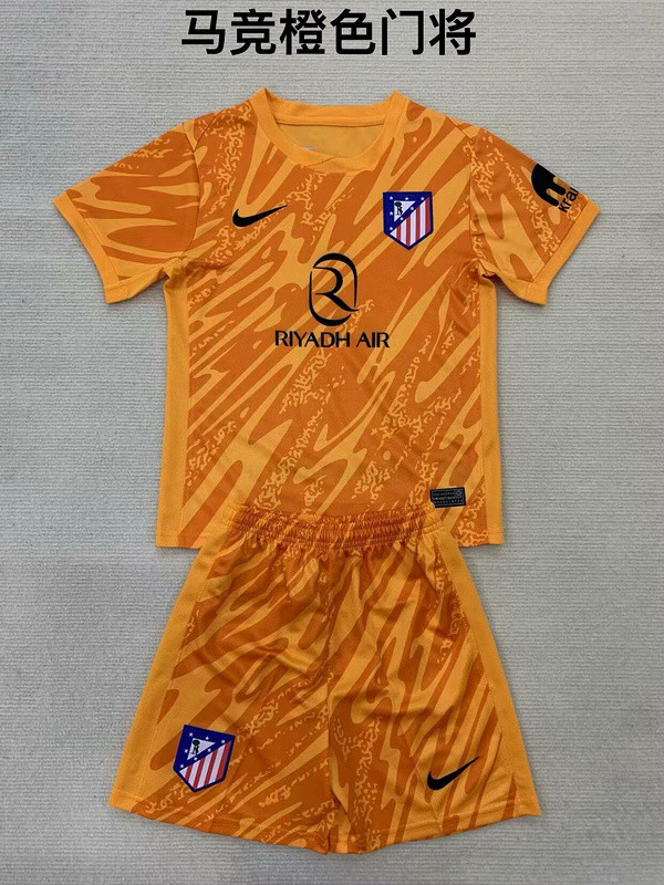 2024-25.Atletico Madrid orange goalkeeper adult and kid kit