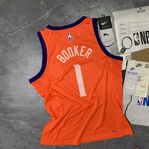 2023 Season Suns Orange Flyer Announcement Edition No. 1 Booker NBA Jersey