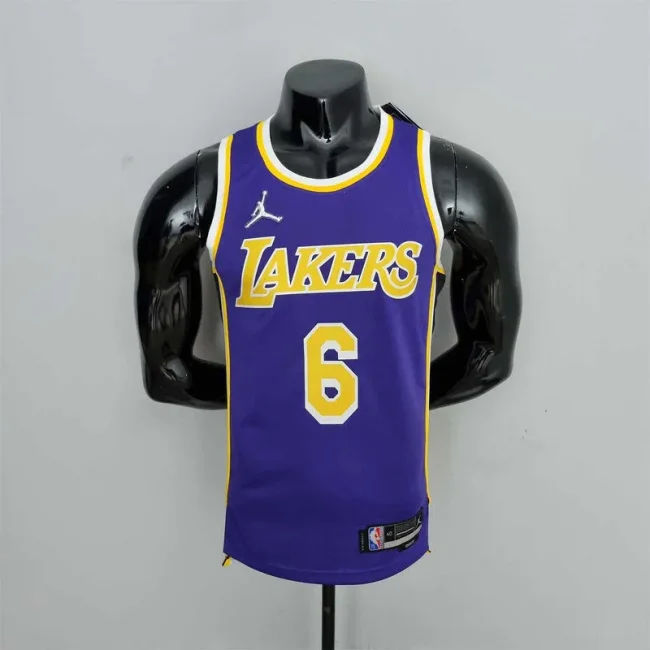 75th Anniversary James #6 Los Angeles Lakers Jordan Purple NBA Jersey