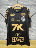 2025-26 Santos black with sponsor player version soccer jersey size  (The player version is more slim fit, it is recommended to buy one size larger)