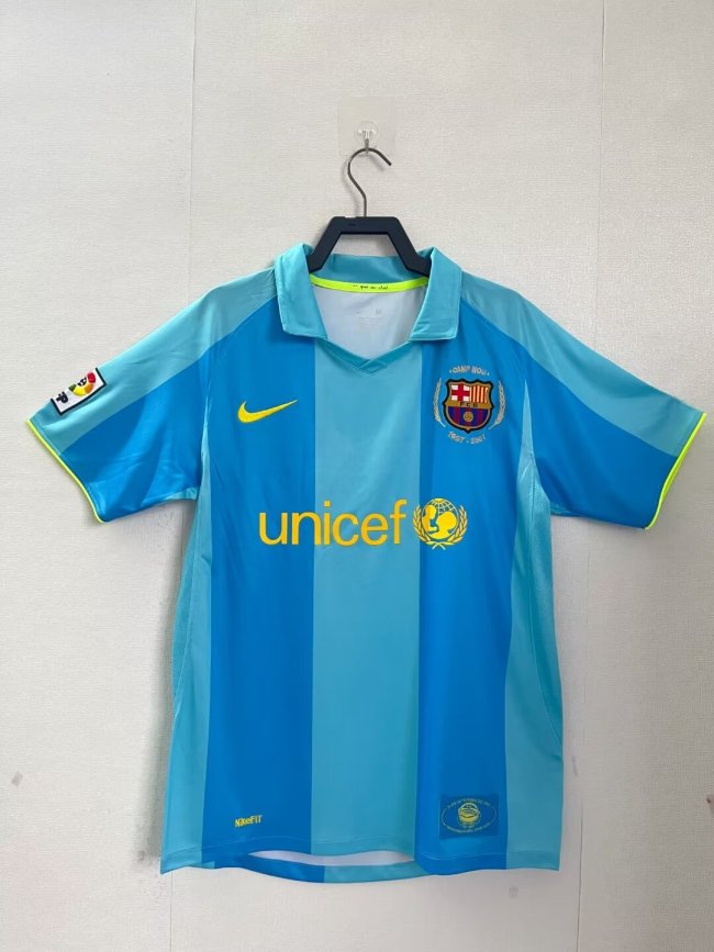 2007-08 Barcelona away blue retro jersey