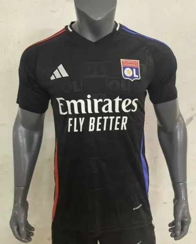 2024-25 Lyon away black player version(The player version is more slim fit, it is recommended to buy one size larger)