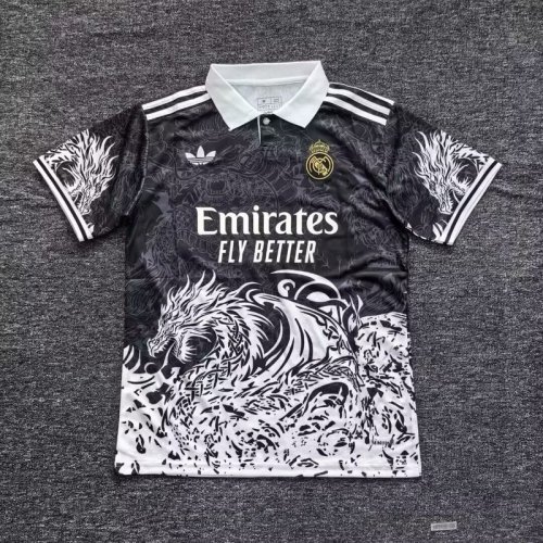 2025-26.Real Madrid  black and white dragon jersey25-26 R MAD black and white dragon jersey