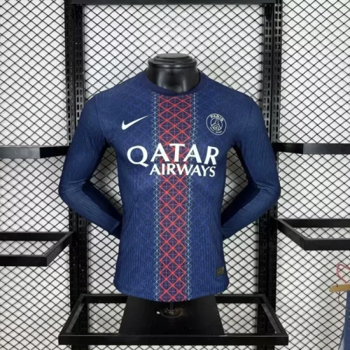 paris saint germain 2025-26 home player version long sleeves  (The player version is more slim fit, it is recommended to buy one size larger)