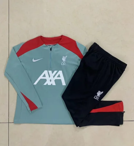 2024-25 Liverpool half-zip pea green suit (kids)