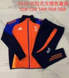E896# 2024-25 long zipper Juventus orange suit (kids)