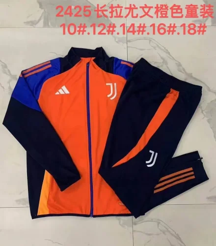 E896# 2024-25 long zipper Juventus orange suit (kids)