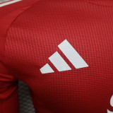 2024-25 Manchester United home long sleeve player version jersey(The player version is more slim fit, it is recommended to buy one size larger)