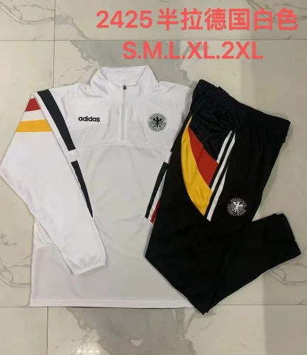 B913# 2024-25 half zipper German white suit (sleeves red, yellow and black