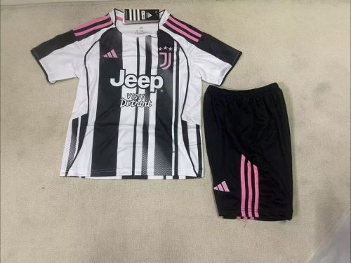 2025-26 Juventus   home kid kit with sponsor