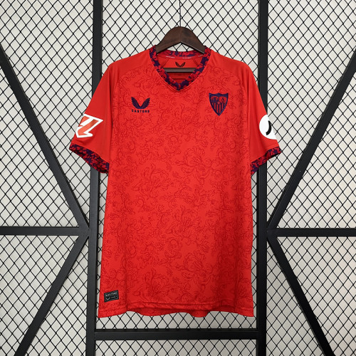 2024-25 Sevilla away red soccer jersey