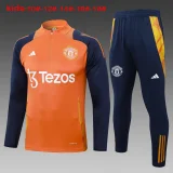 E876# 2024-25 Half-Zip Manchester United Orange Suit (Kids)