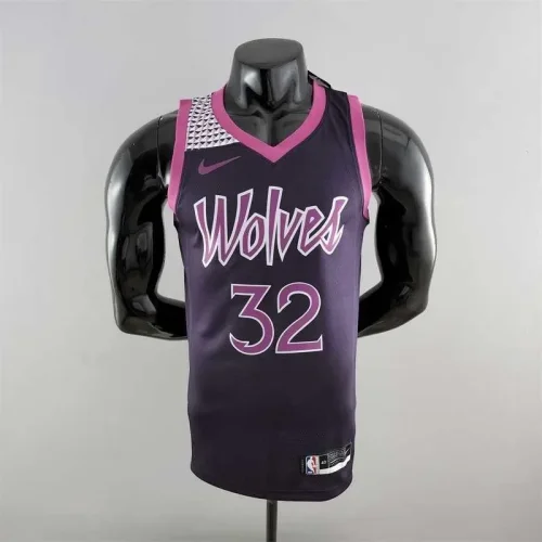 Minnesota Timberwolves TOWNS#32 Black and Purple NBA Jersey