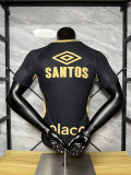 2025-26 Santos black with sponsor player version soccer jersey size  (The player version is more slim fit, it is recommended to buy one size larger)