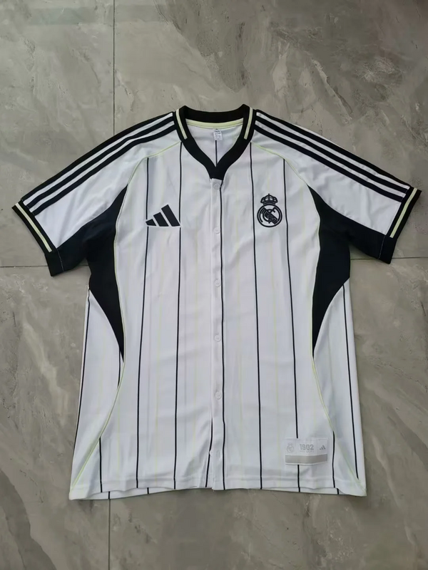 2025-26 .Real Madrid white Baseball jersey