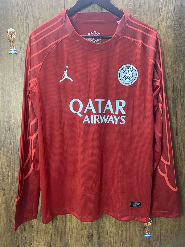 2025-26 .Paris Saint Germain red long sleeve goalkeeper jersey