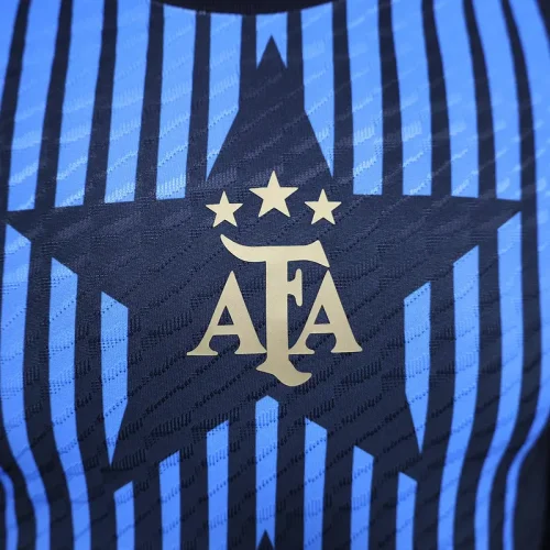 Player Version 2024 Argentina Copa America Light Blue Stripes Pre-Match Jersey (The player version is more slim fit, it is recommended to buy one size larger)