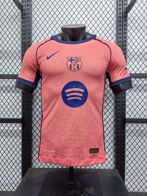 2025-26 Barcelona pink player version jersey (The player version is more slim fit, it is recommended to buy one size larger)