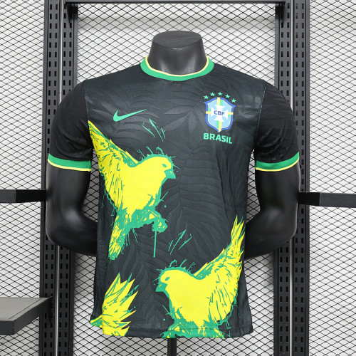 2024-25 Brazil black dove of peace player version jersey   (The player version is more slim fit, it is recommended to buy one size larger)