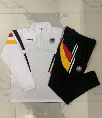 B913# 2024-25 half zipper German white suit (sleeves red, yellow and black