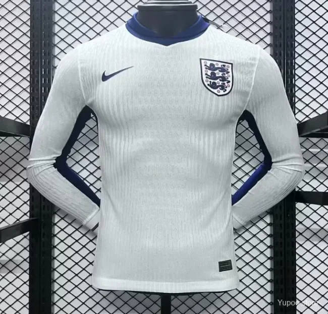 2024 England Player Version Home Long Sleeve Jersey (The player version is more slim fit, it is recommended to buy one size larger)