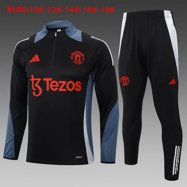 2024-25 Half Zip Manchester United Black Suit (Kids)