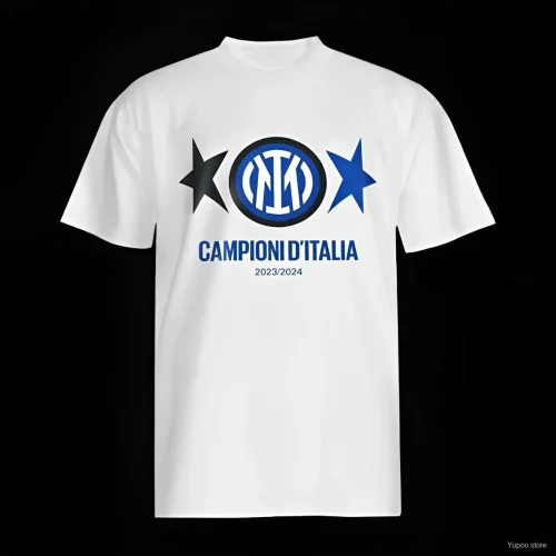2023-24 Inter Milan CAMPIONI D'ITALIA White T-Shirts With Snake Pattern