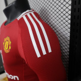 2024-25 Manchester United home long sleeve player version jersey(The player version is more slim fit, it is recommended to buy one size larger)