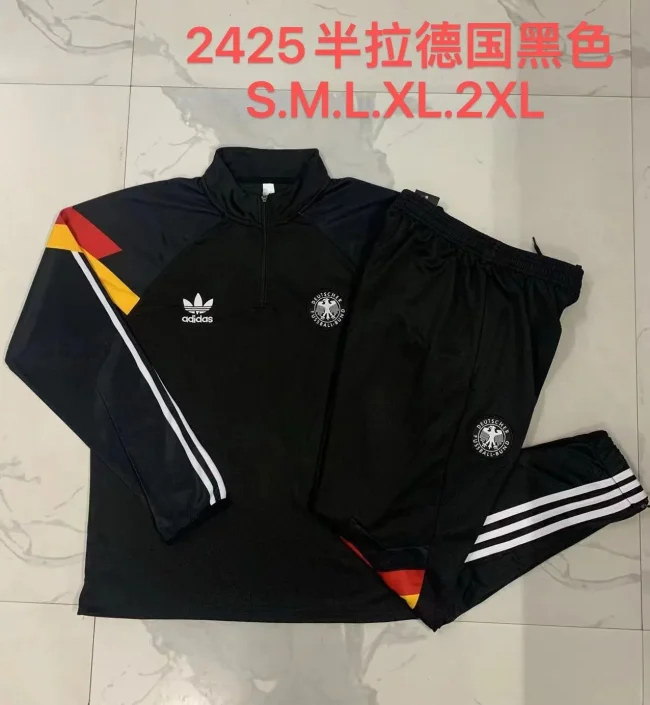 B914# 2024-25 half-zip German black suit (red and yellow sleeves)