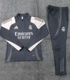 2024-25 Real Madrid Half-Zip Dark Gray Suit (Kids)